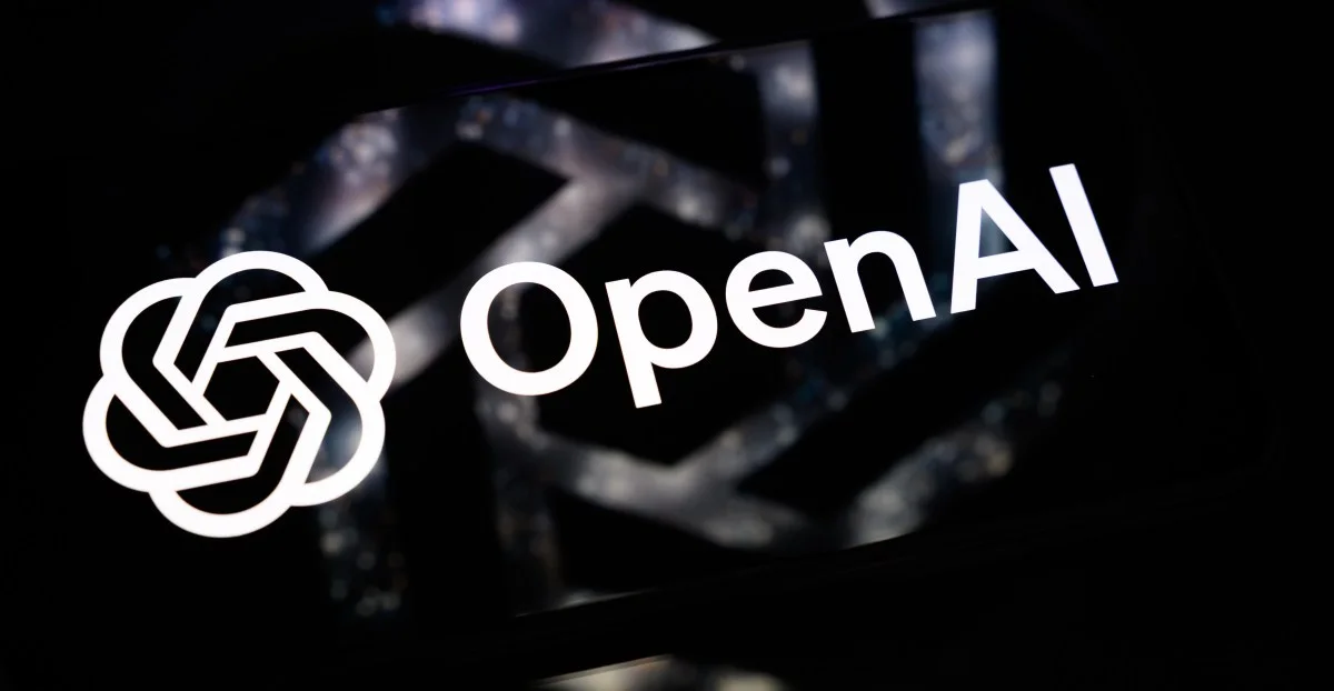 OpenAI logo on a dark background.