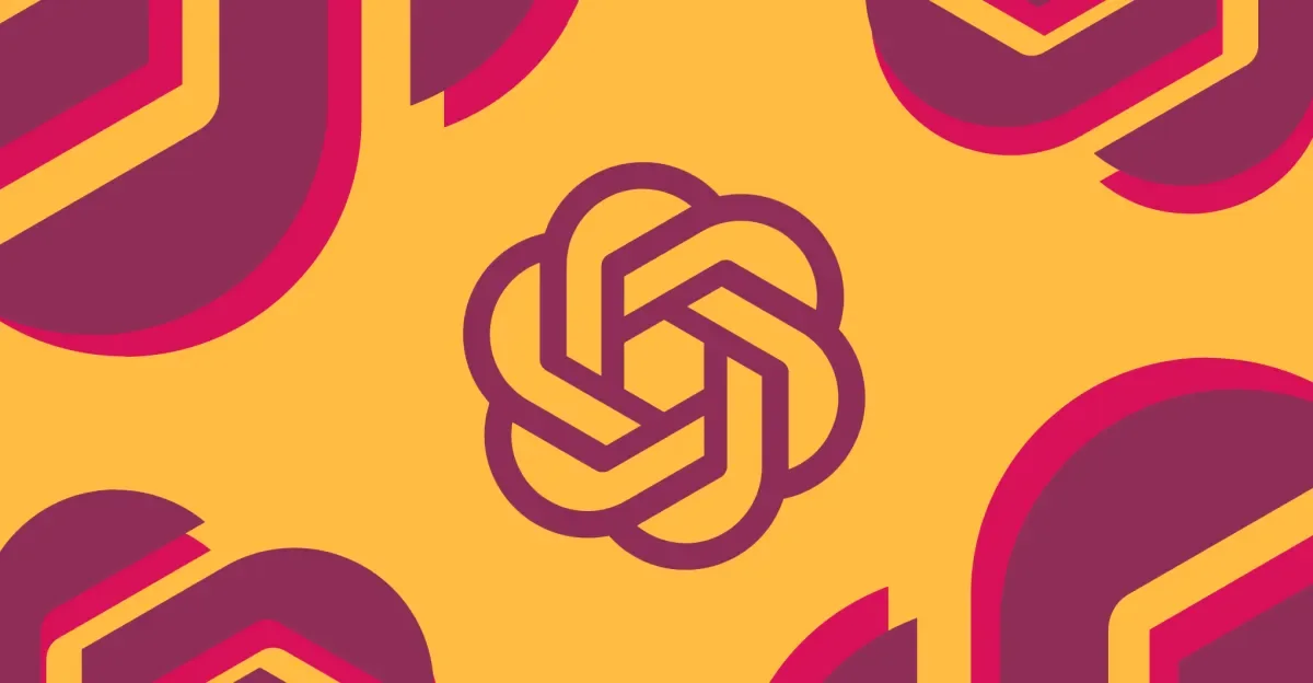 Abstract graphic with the OpenAI logo surrounded by geometric patterns.